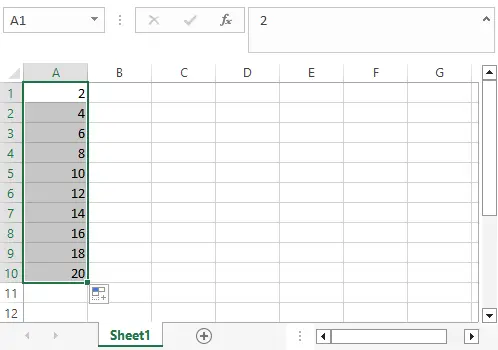 Fill sequence dengan pola kelipatan dari A1 dan A2 berbeda di Excel