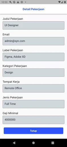 Tangkapan layar portofolio pembuatan website dan aplikasi, dengan nama project BEGAWE MOBILE yang pernah dibuat oleh PT Nextgen Inovasi Indonesia