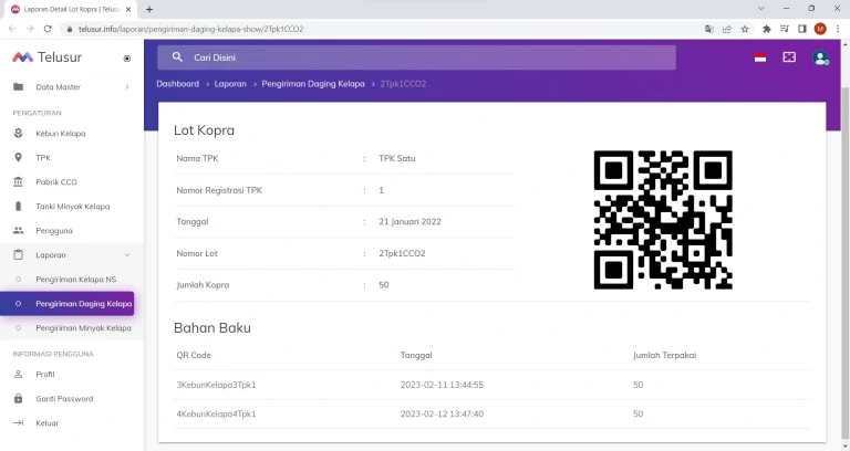 Tangkapan layar portofolio pembuatan website dan aplikasi, dengan nama project RISET KELAPA NON STANDAR yang pernah dibuat oleh PT Nextgen Inovasi Indonesia