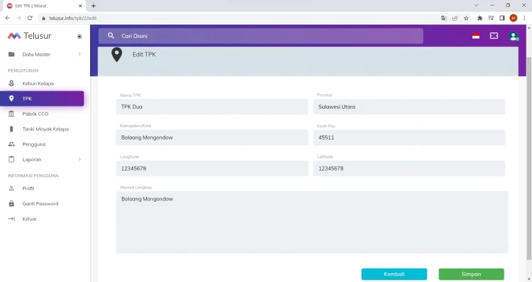 Tangkapan layar portofolio pembuatan website dan aplikasi, dengan nama project RISET KELAPA NON STANDAR yang pernah dibuat oleh PT Nextgen Inovasi Indonesia