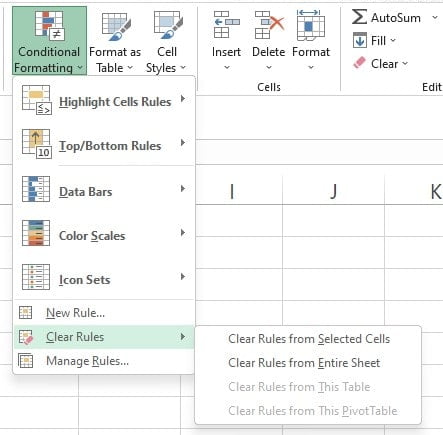 Menghapus Text That Contains Excel dengan Clear Rules