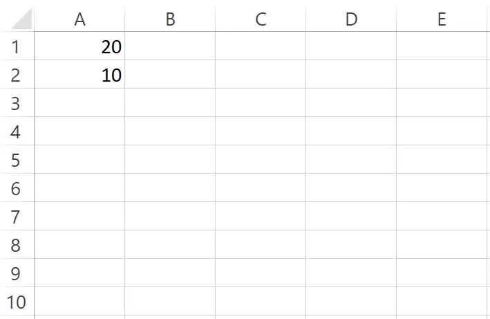 Data pembagian antara dua sel Excel