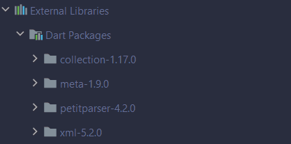 Tangkapan layar hasil dari menginstal package dart akan disimpan pada folder dart packages