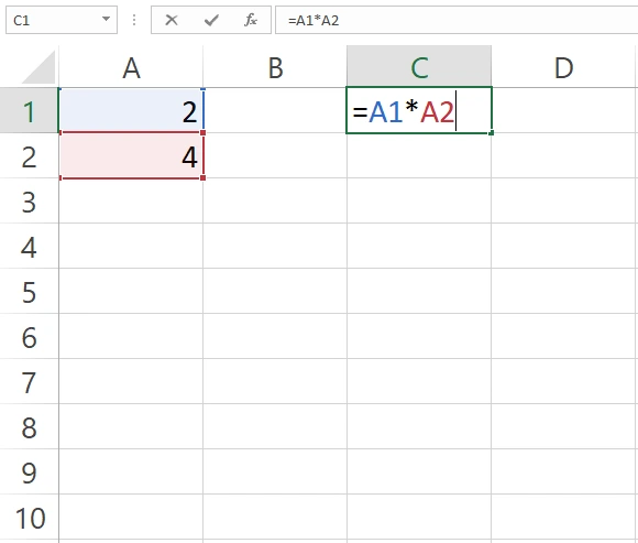 Contoh menggunakan rumus perkalian di Excel