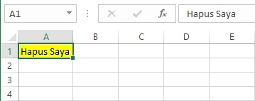 Mengisi data dan memberi background kuning pada sel A1 Excel