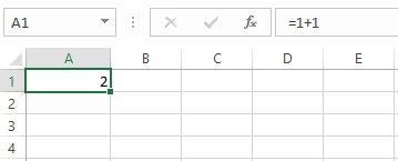 Memasukkan angka ke sel A1 di Excel