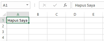 Cara memasukkan teks Hapus Saya ke sel A1 Excel
