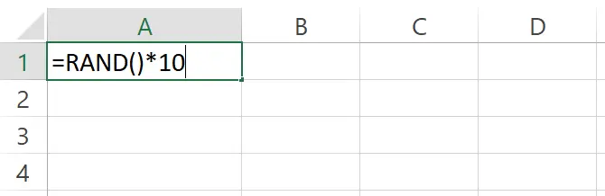 Contoh memasukkan batas limit pada fungsi RAND di Excel