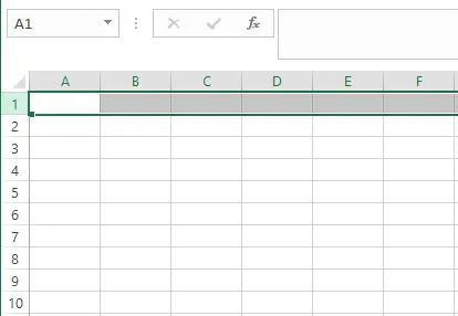 Memilih seluruh baris di Excel dengan klik nomor baris