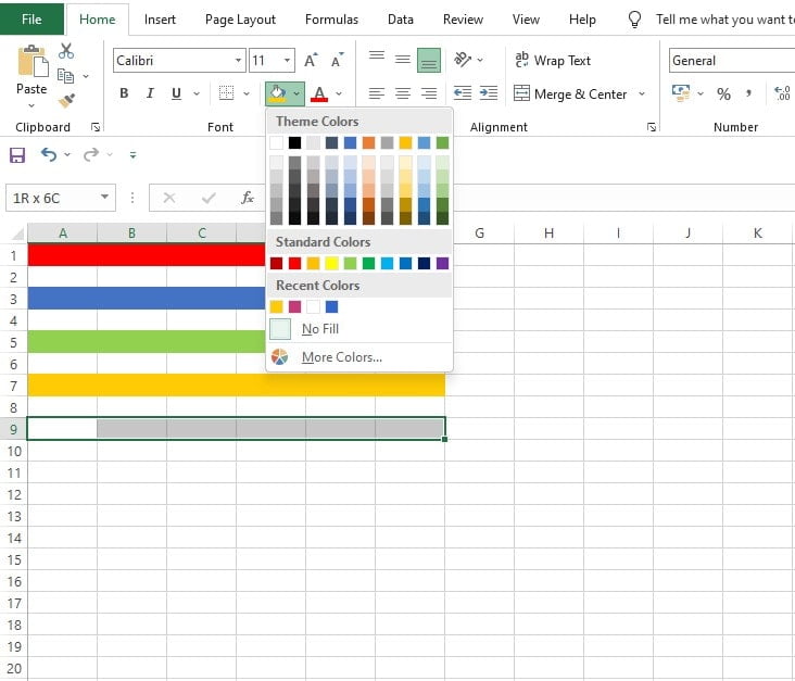 Memilih opsi More Colors untuk memilih warna custom Excel