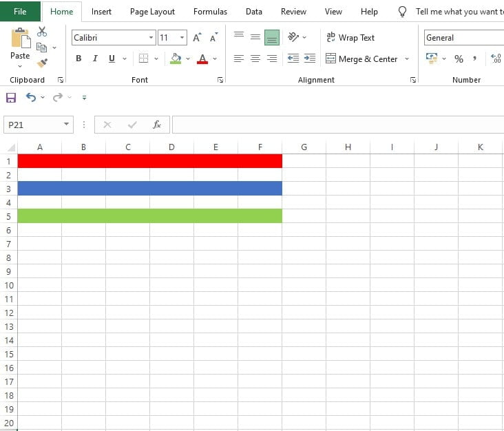 Mengganti warna tema biru dan hijau pada sel A3:F3 dan A5:F5 di Excel