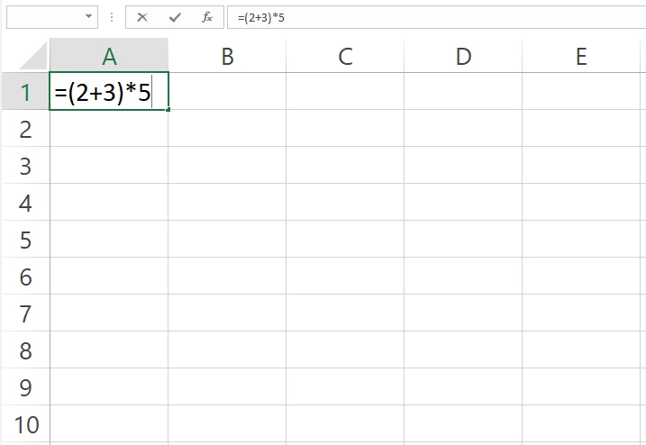 Contoh rumus Excel dengan satu tanda kurung