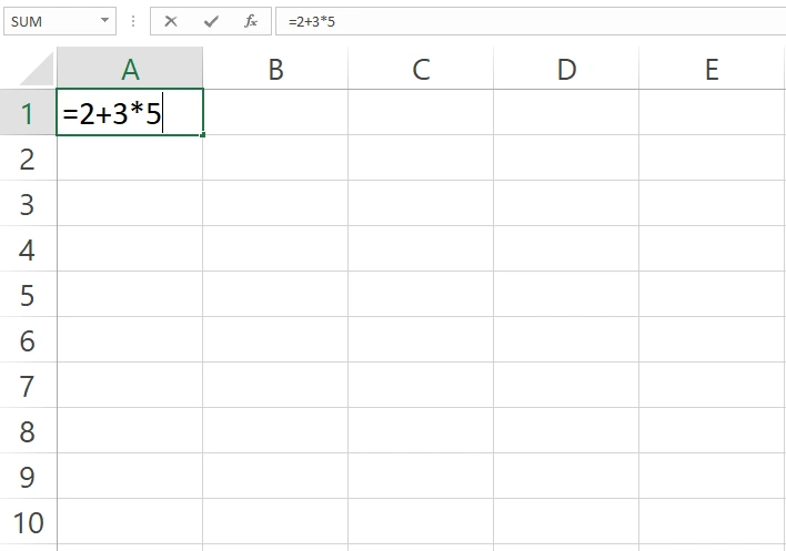 Contoh rumus Excel tanpa tanda kurung
