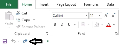 Tombol Redo di Excel untuk mengembalikan perintah setelah Undo