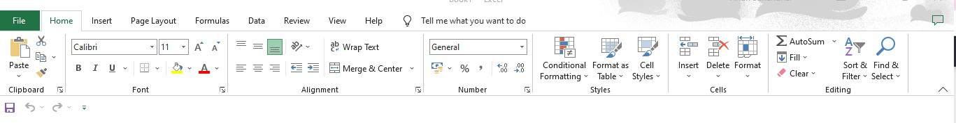 Contoh tampilan ribbon toolbar Excel untuk pemformatan