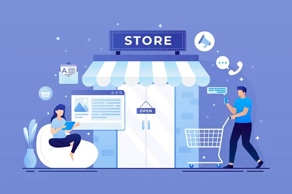 ilustrasi perbedaan ecommerce dan marketplace