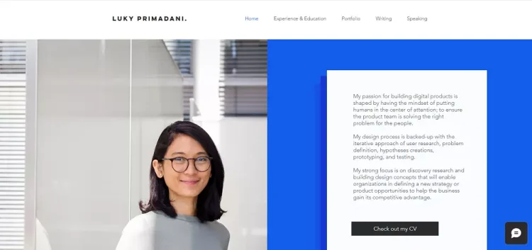 Halaman utama website portofolio Luky Primadani