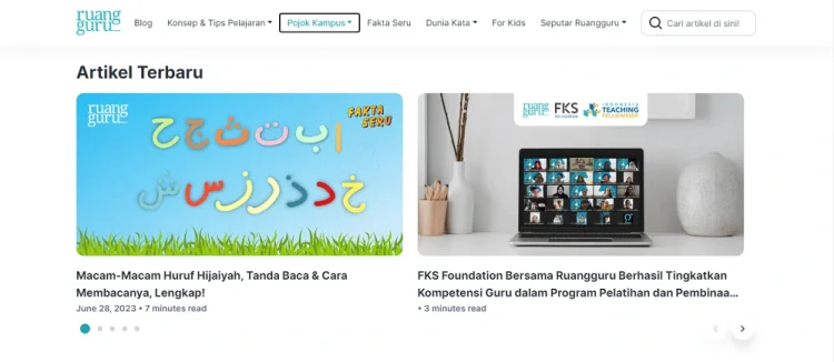 Halaman utama blog RuangGuru