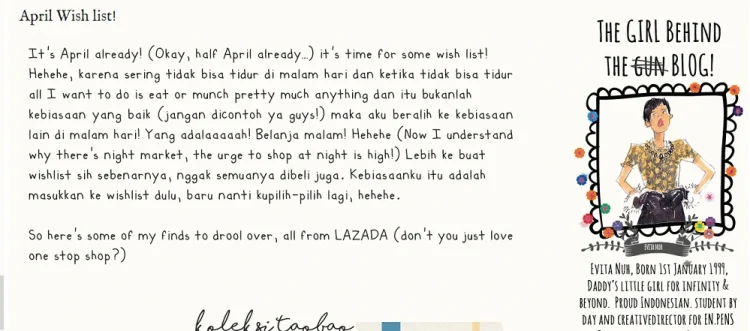Halaman utama blog fashion dari Evita Nuh