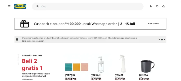 Halaman utama website toko furniture online IKEA