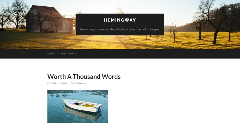 tema wordpress untuk blog pribadi Hemingway