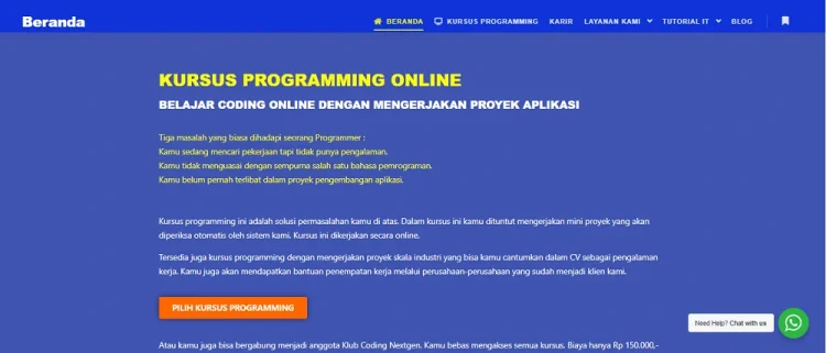 tampilan situs nextgen yang menggunakan wordpress