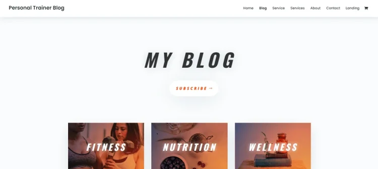 Tampilan tema wordpress untuk blog pribadi Divi
