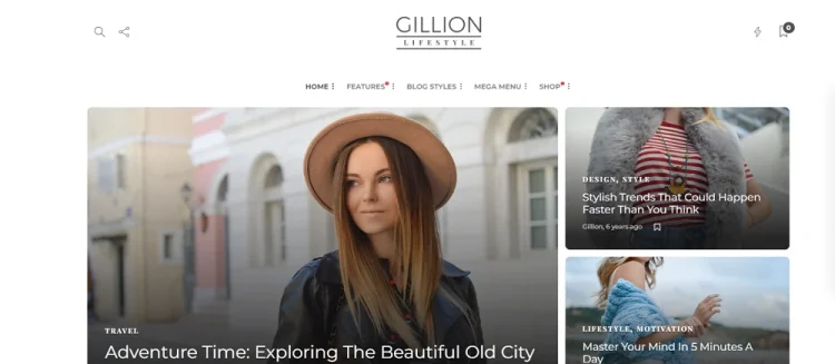 Tampilan tema wordpress untuk blog pribadi Gillion