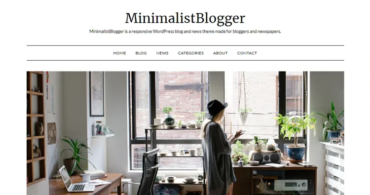 Tampilan tema wordpress untuk blog pribadi MinimalistBlogger