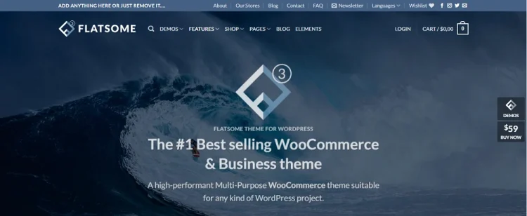 Tampilan template toko online wordpress Flatsome