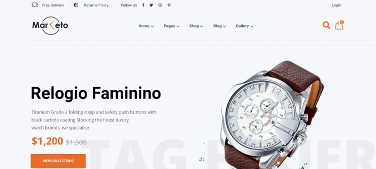 Tampilan template toko online wordpress Marketo