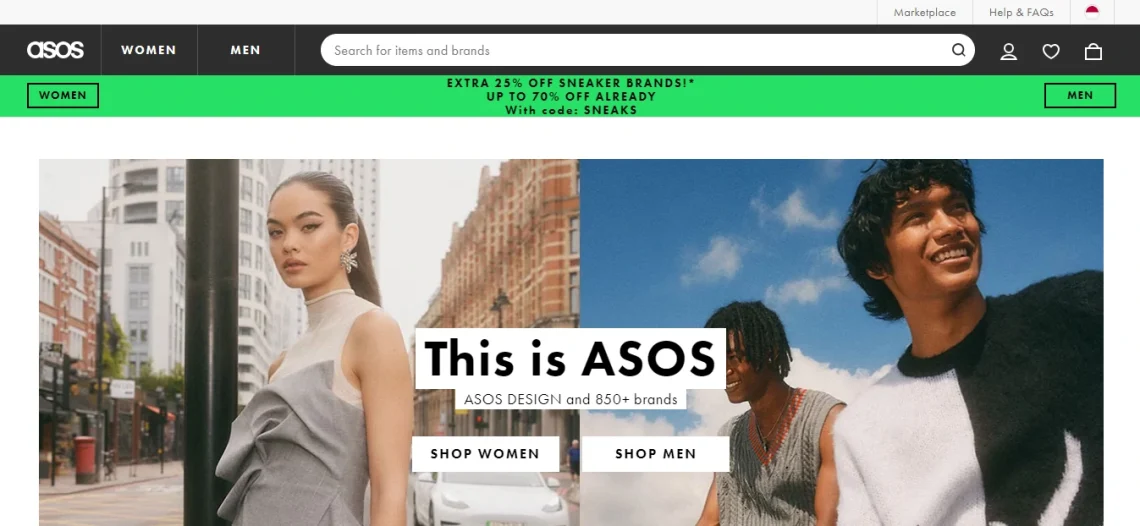 Halaman landing page asos