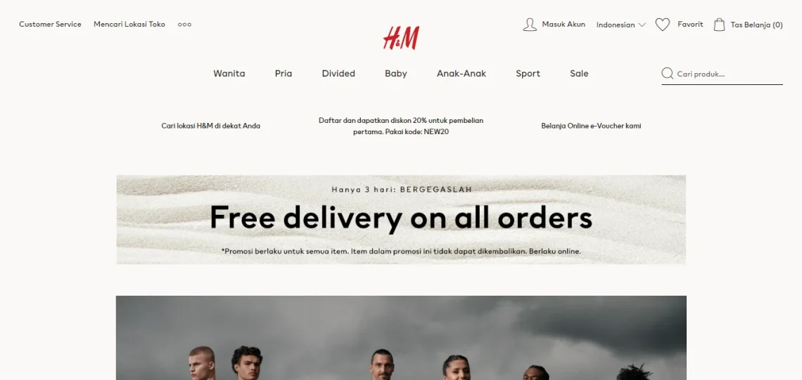 Halaman landing page H&M
