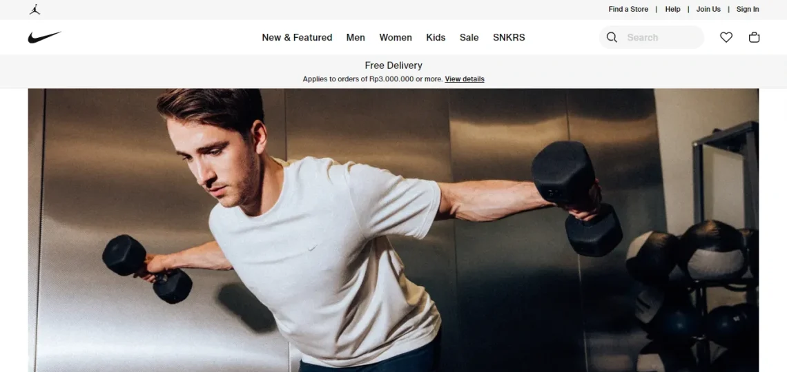 Halaman landing page nike