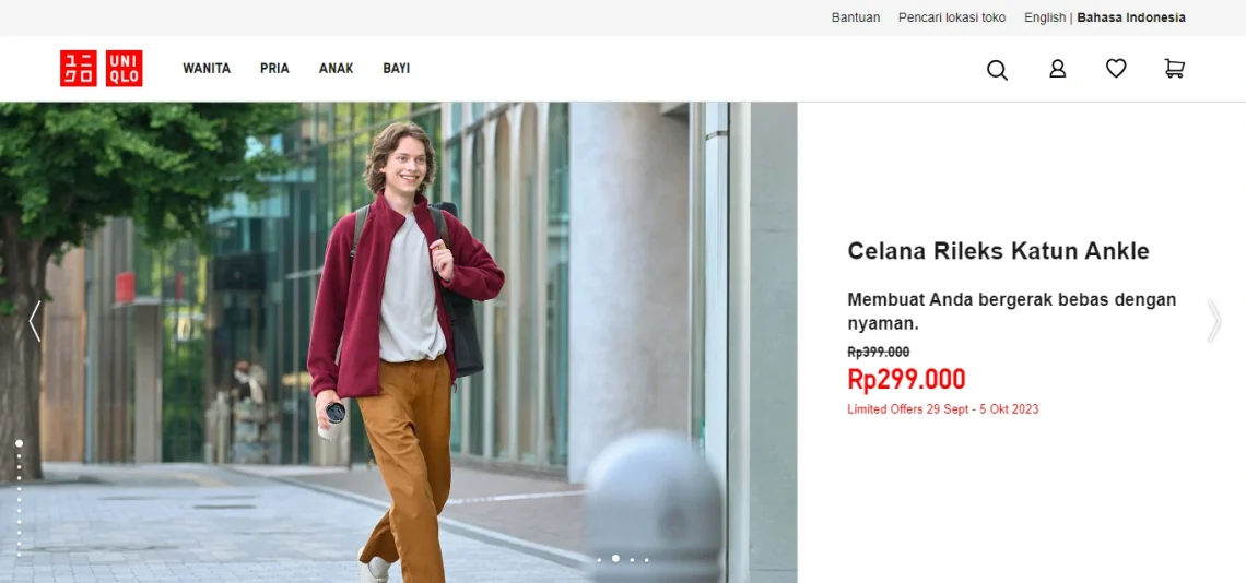 Halaman landing page uniqlo