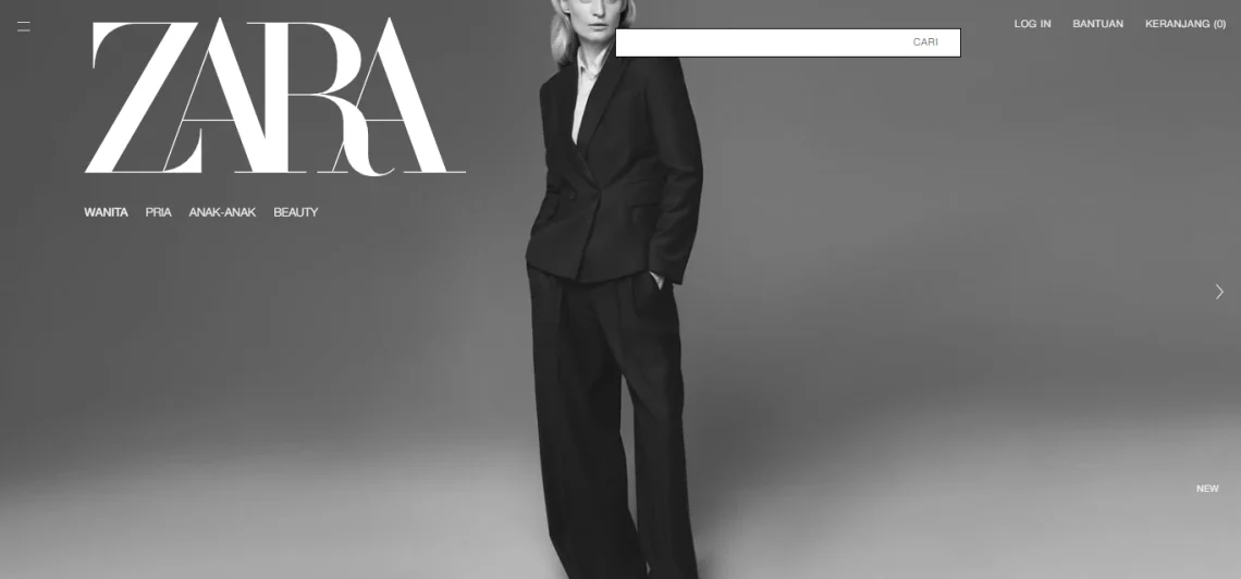Halaman landing page zara