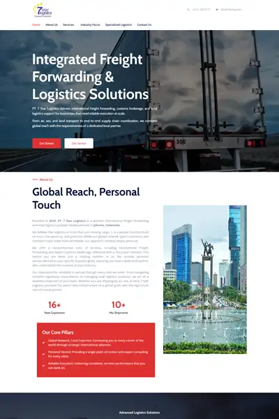 Tangkapan layar website company profile basic dengan domain 7starlog.com yang pernah dibuat oleh PT Nextgen Inovasi Indonesia.