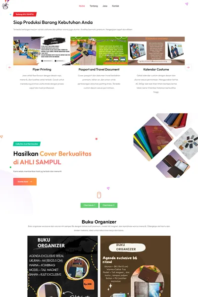 Tangkapan layar website company profile medium dengan domain ahlisampulprinting.com yang pernah dibuat oleh PT Nextgen Inovasi Indonesia