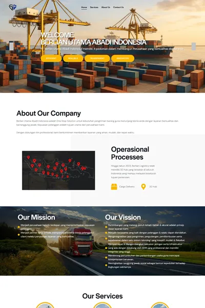 Tangkapan layar website company profile basic dengan domain berlianlogistic.co.id yang pernah dibuat oleh PT Nextgen Inovasi Indonesia