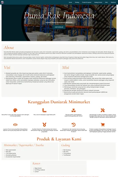 Tangkapan layar website company profile basic dengan domain duniarakindo.com yang pernah dibuat oleh PT Nextgen Inovasi Indonesia