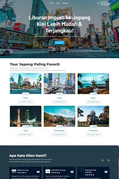 Tangkapan layar website company profile pro dengan domain jazztourtravel.com yang pernah dibuat oleh PT Nextgen Inovasi Indonesia