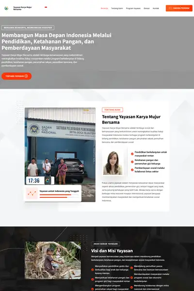 Tangkapan layar website company profile basic dengan domain karyamujurbersama.org yang pernah dibuat oleh PT Nextgen Inovasi Indonesia.