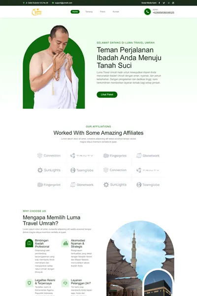 Tangkapan layar website company profile medium dengan domain lumatravelumroh.com yang pernah dibuat oleh PT Nextgen Inovasi Indonesia