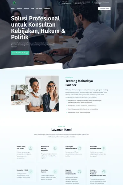 Tangkapan layar website company profile basic dengan domain mahadayapartners.com yang pernah dibuat oleh PT Nextgen Inovasi Indonesia.