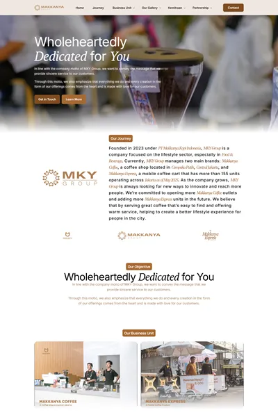 Tangkapan layar website company profile medium dengan domain makkanyagroup.com yang pernah dibuat oleh PT Nextgen Inovasi Indonesia