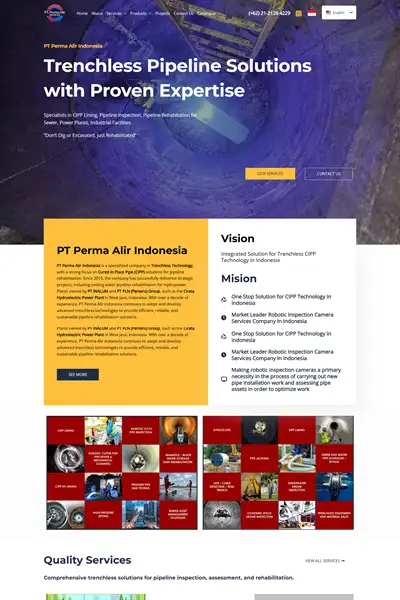 Tangkapan layar website company profile basic dengan domain perma-alir.co.idyang pernah dibuat oleh PT Nextgen Inovasi Indonesia.