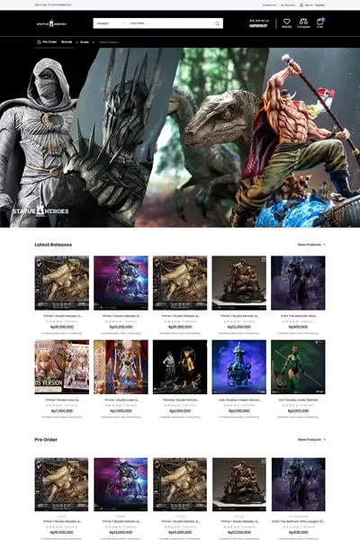Tangkapan layar website company profile basic dengan domain statue4heroes.com yang pernah dibuat oleh PT Nextgen Inovasi Indonesia.