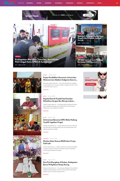 Tangkapan layar website portal berita dengan domain amakomedia.com yang pernah dibuat oleh PT Nextgen Inovasi Indonesia