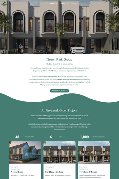 Tangkapan layar website company profile pro dengan domain greenparkgroup.co.id yang pernah dibuat oleh PT Nextgen Inovasi Indonesia