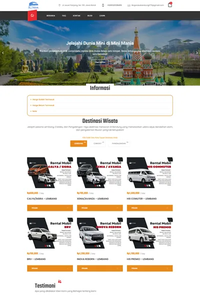 Tangkapan layar website Rental Mobil dengan domain traveleltrans.com yang pernah dibuat oleh PT Nextgen Inovasi Indonesia